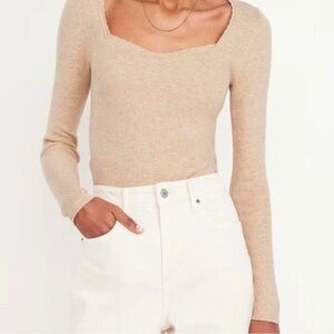 Old Navy Beige Ribbed Knit Top